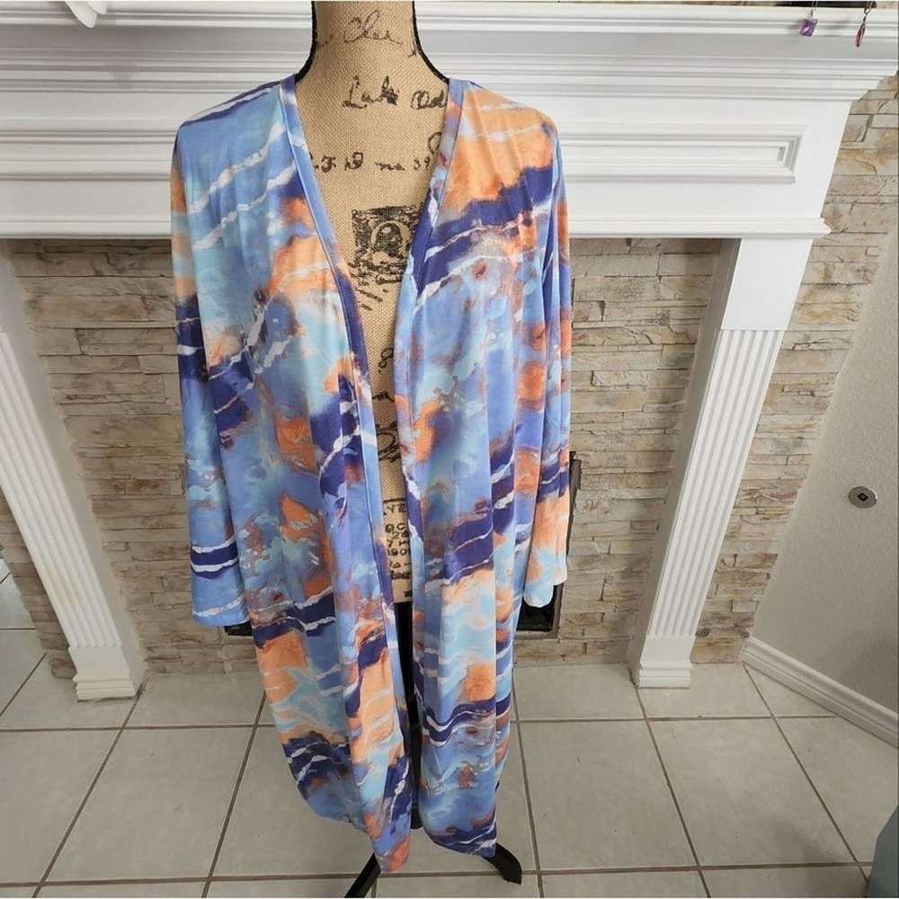 NEW York laundry tie dye coverup‎ kimono duster wrap jacket plus size 3X NEW